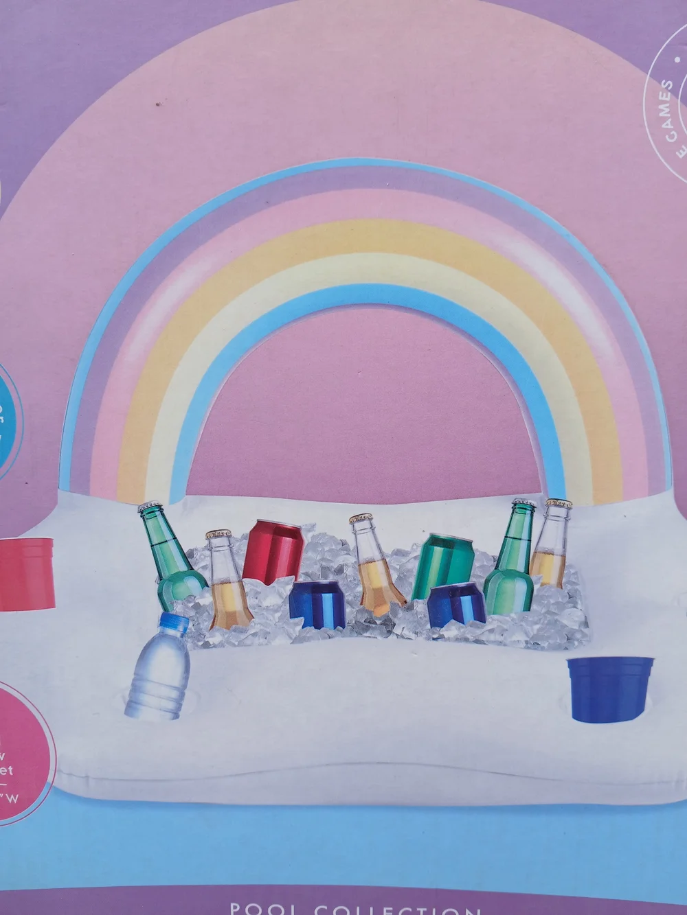 Rainbow Ice Bucket - Pastel Rainbow Inflatable Party Cooler Silver One Pool